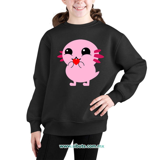 Sudadera Niña Cuello Redondo Ajolote con Corazón