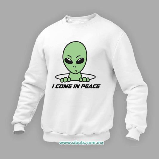 Sudadera Hombre Cuello Redondo Alien I Come In Peace