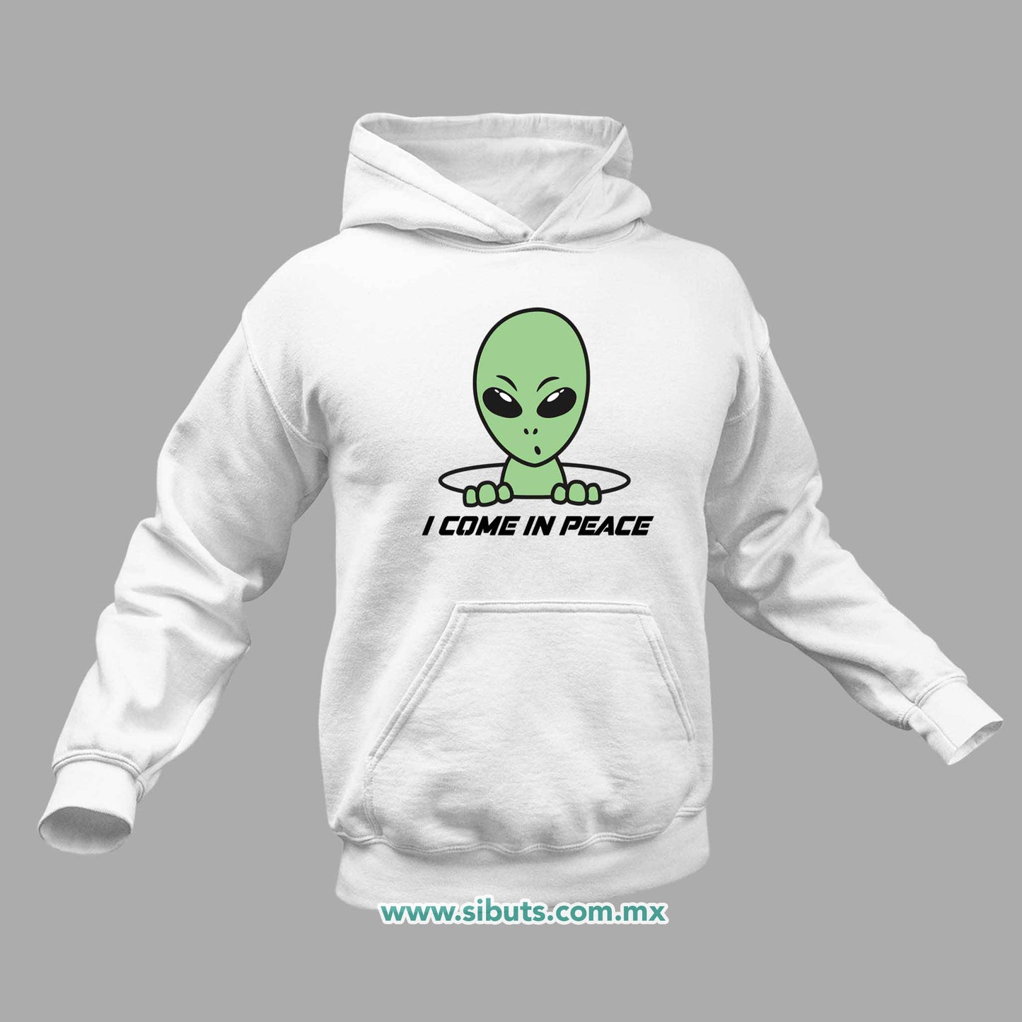 Sudadera Hombre Gorro Alien I Come In Peace