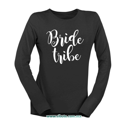 Playera Mujer Manga Larga Despedida De Soltera Bride Tribe Boda Novia