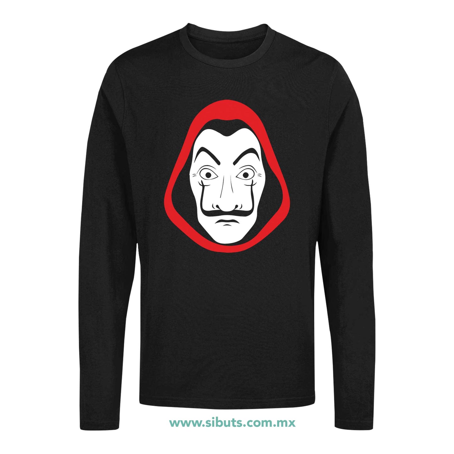 Playera Hombre Manga Larga Máscara Casa Papel