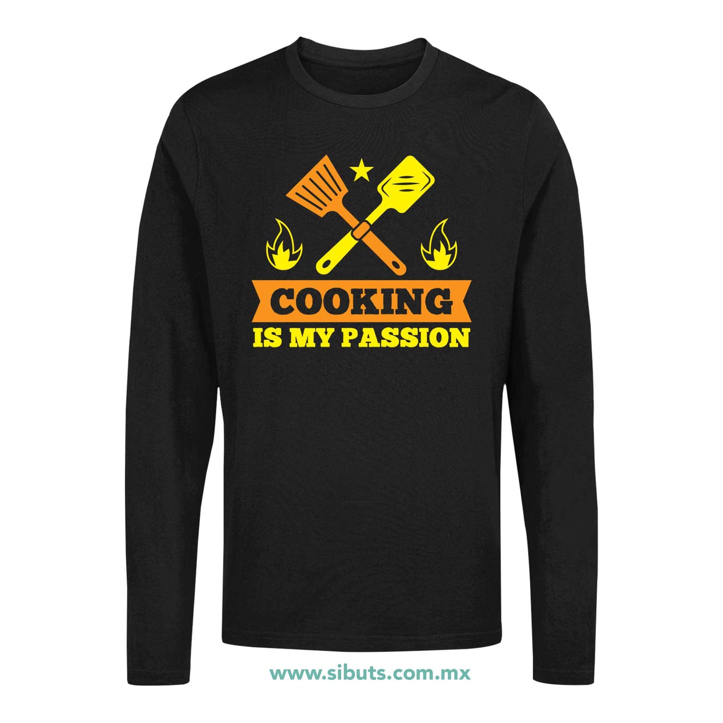 Playera Hombre Manga Larga Cocinar Es Mi Pasión Chef