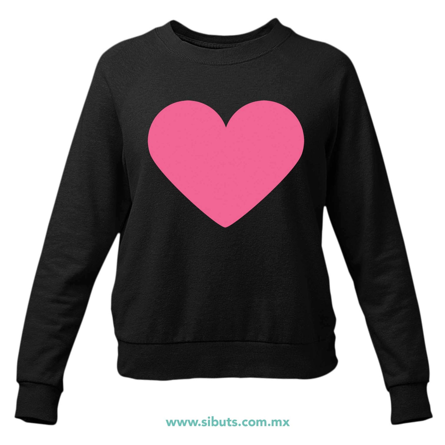 Sudadera Mujer Cuello Redondo Corazón Rosa