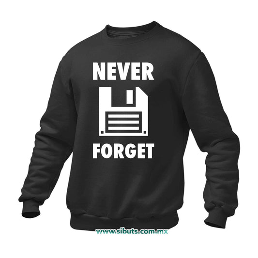 Sudadera Hombre Cuello Redondo Retro Disquete Never Forget
