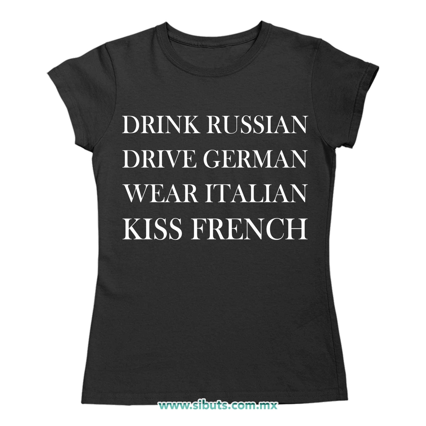 Playera Mujer Frase Kiss French
