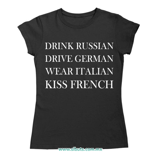 Playera Mujer Frase Kiss French