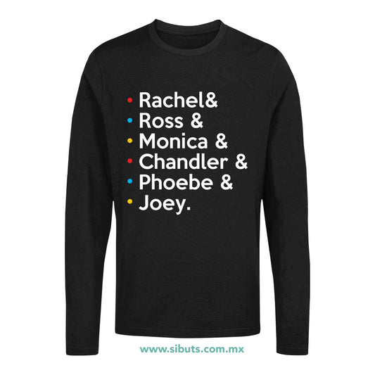 Playera Hombre Manga Larga Friends Joey Rachel Monica Phoebe Ross Chandler