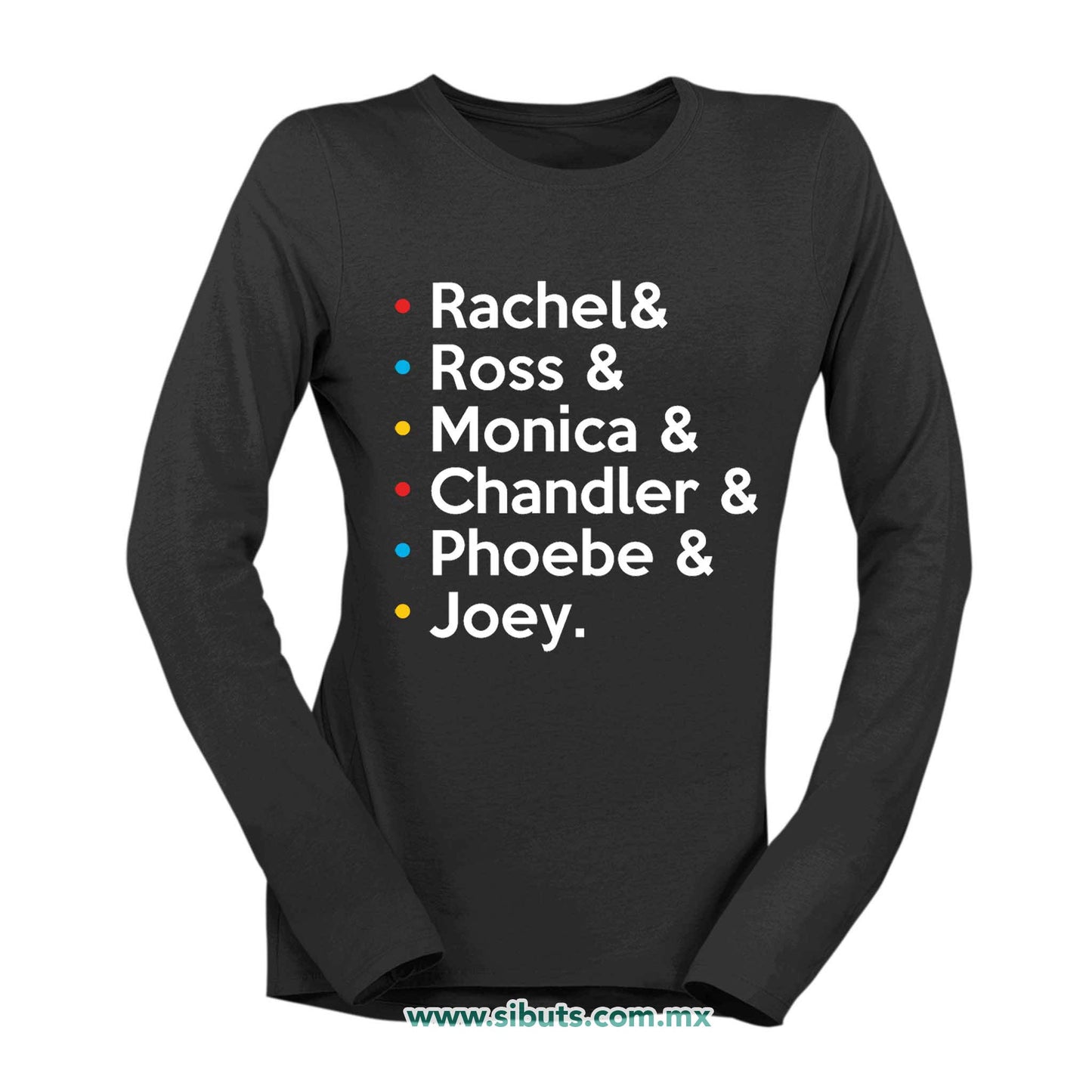 Playera Mujer Manga Larga Friends Joey Rachel Monica Phoebe Ross Chandler