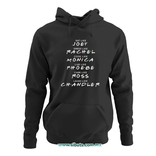 Sudadera Mujer Gorro Friends Names Joey Rachel Monica Phoebe Ross Chandler