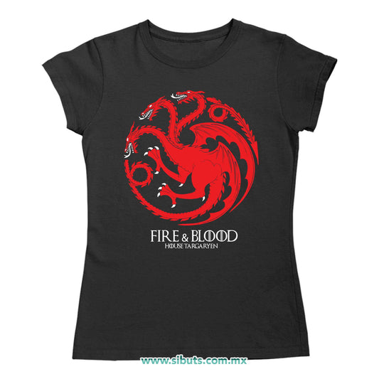 Playera Mujer Game Of Thrones House Targaryen Fire And Blood