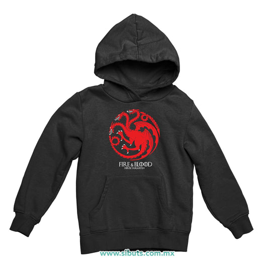 Sudadera Niña Gorro Game Of Thrones House Targaryen Fire And Blood