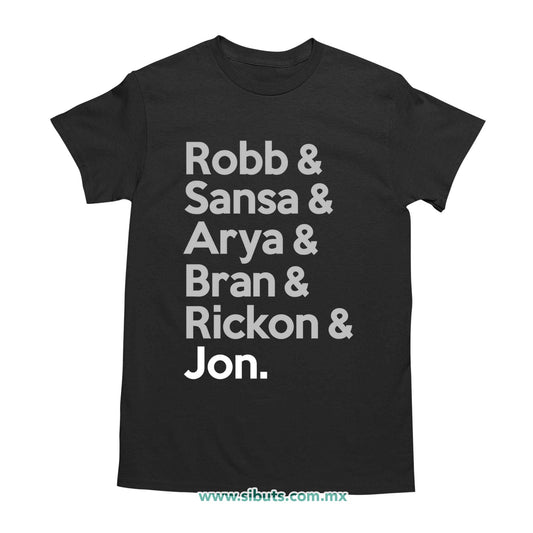 Playera Hombre Game Of Thrones Names Jon Sansa Arya