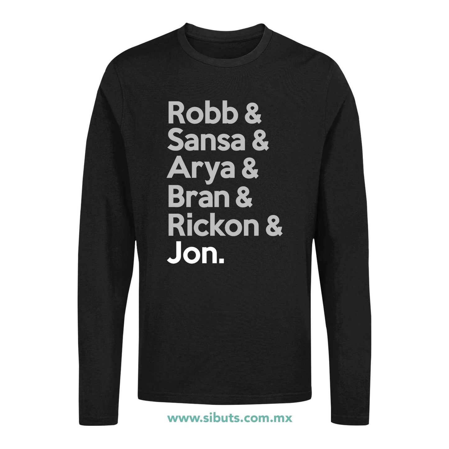 Playera Hombre Manga Larga Game Of Thrones Names Jon Sansa Arya