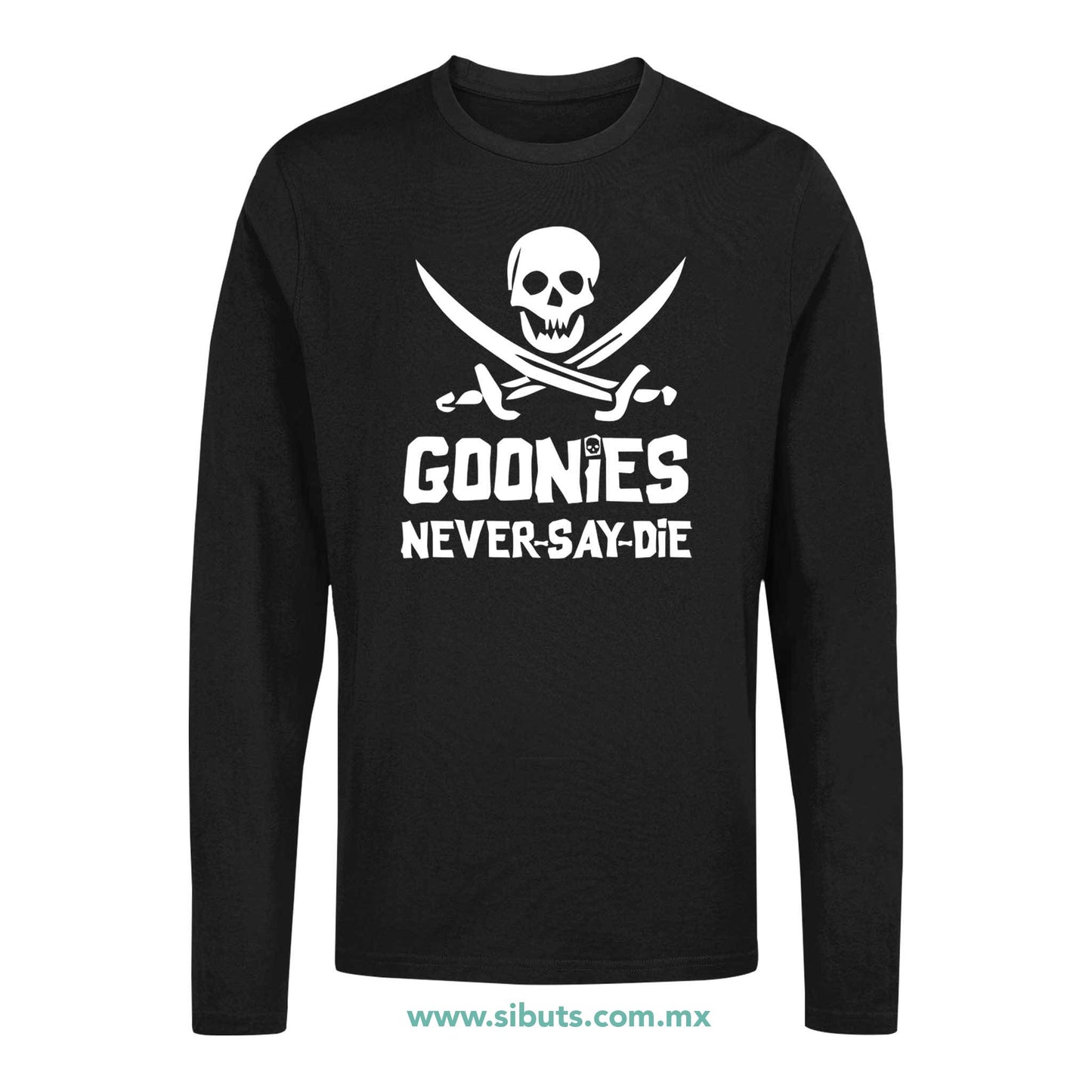 Playera Hombre Manga Larga Goonies Never Say Die