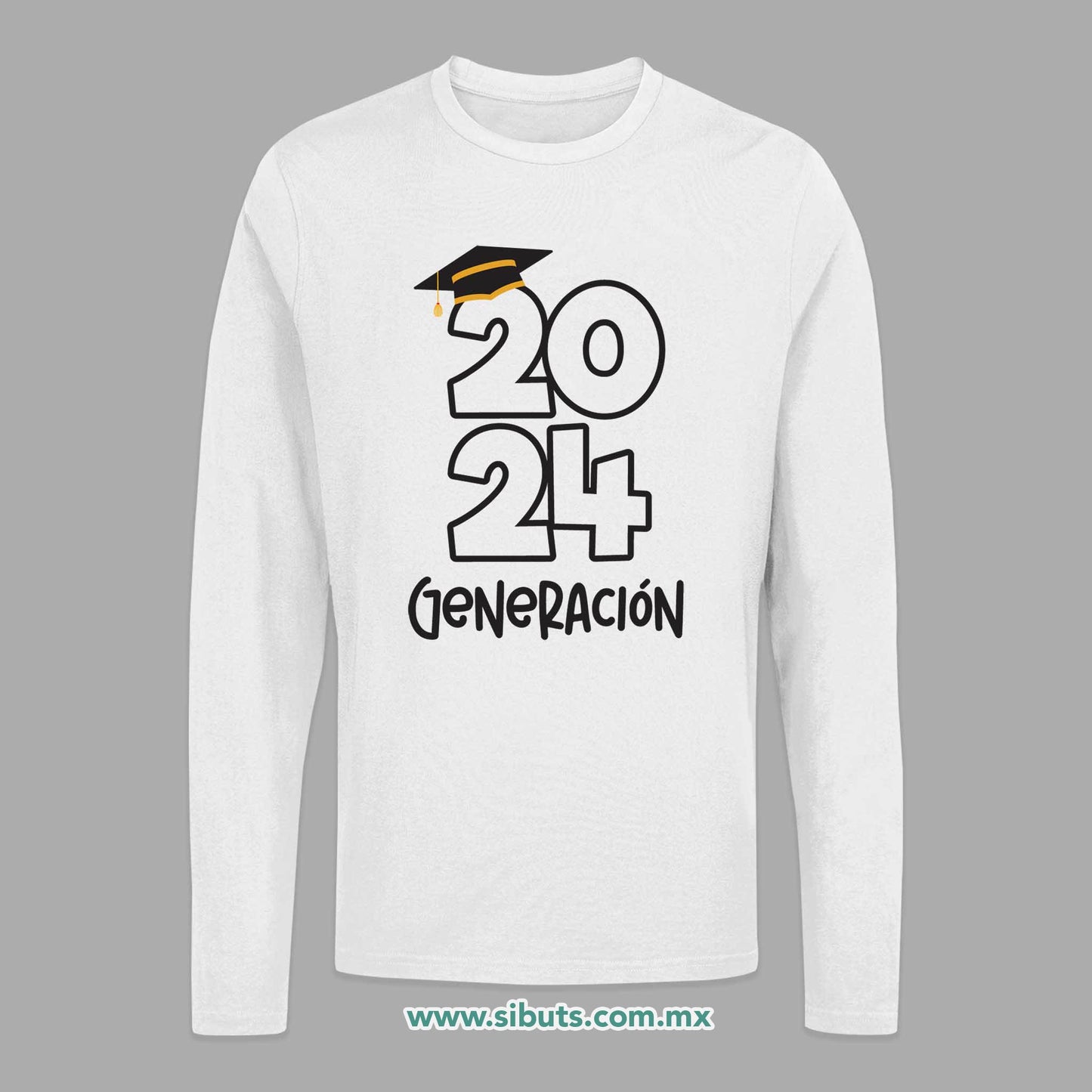 Playera Hombre Manga Larga Graduación Generación Personalizada