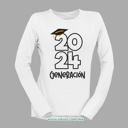 Playera Mujer Manga Larga Graduación Generación Personalizada