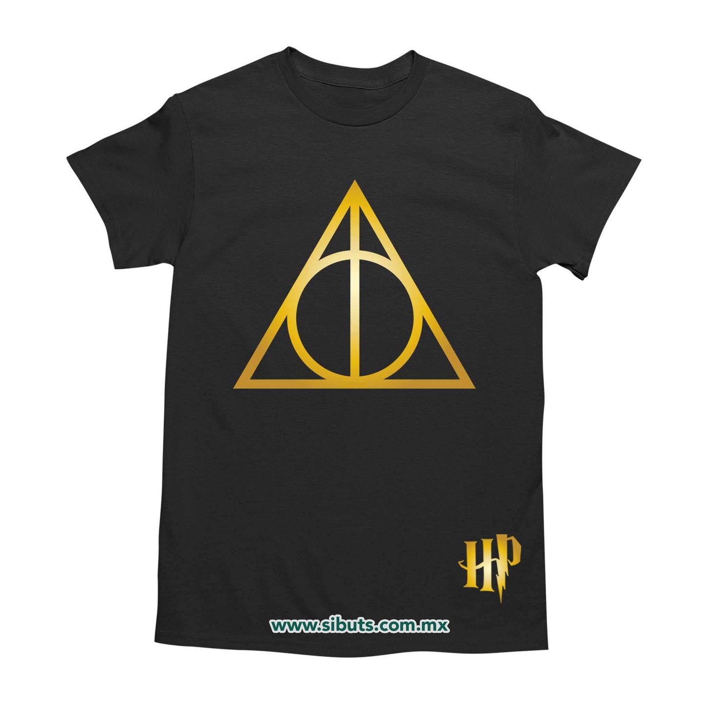 Playera Hombre Harry Potter Deathly Dorado