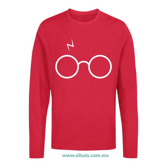 Playera Hombre Manga Larga Harry Potter Lentes