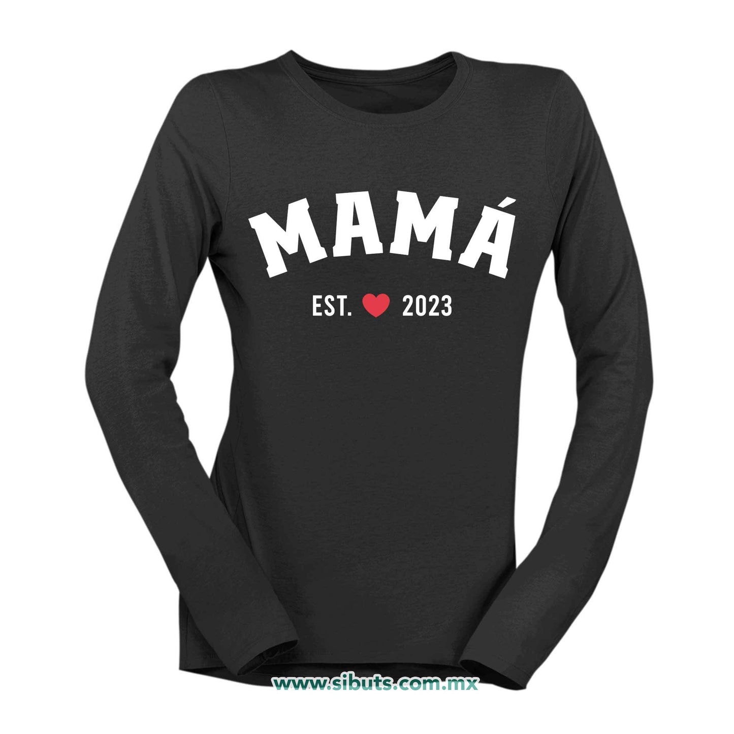 Playera Mujer Manga Larga Mamá Personalizada Desde El Año