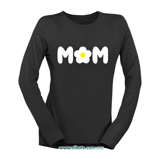 Playera Mujer Manga Larga Mamá Con Flor