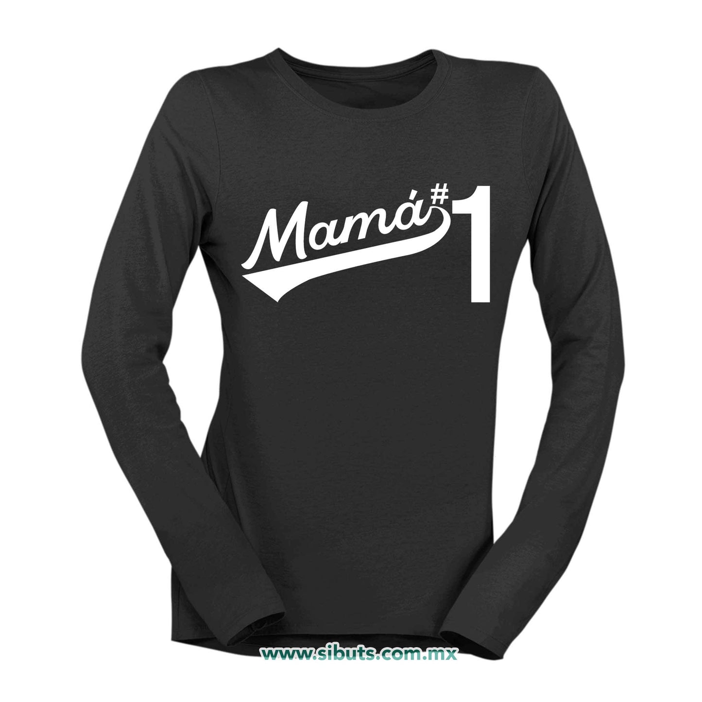 Playera Mujer Manga Larga Mamá Número 1
