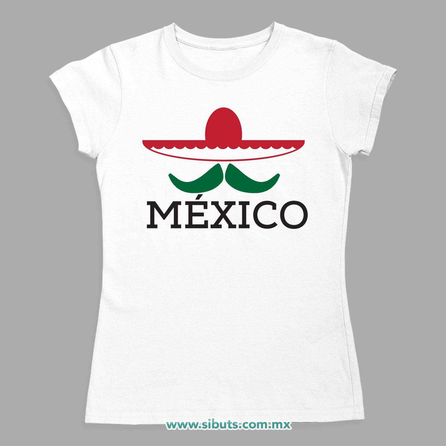 Playera Mujer México Bigote y Sombrero