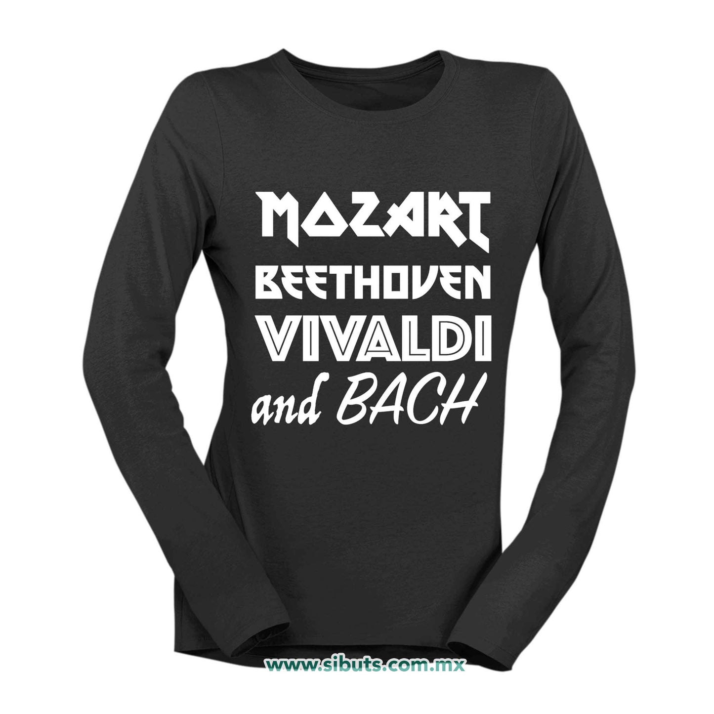 Playera Mujer Manga Larga Música Clásica Mozart Beethoven Vivaldi And Bach
