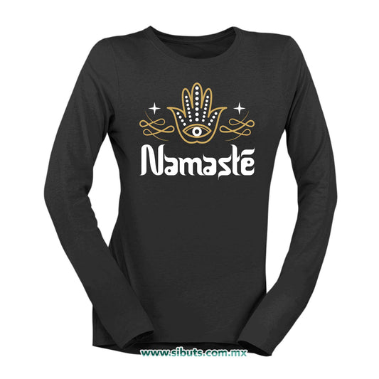Playera Mujer Manga Larga Namaste Dorado