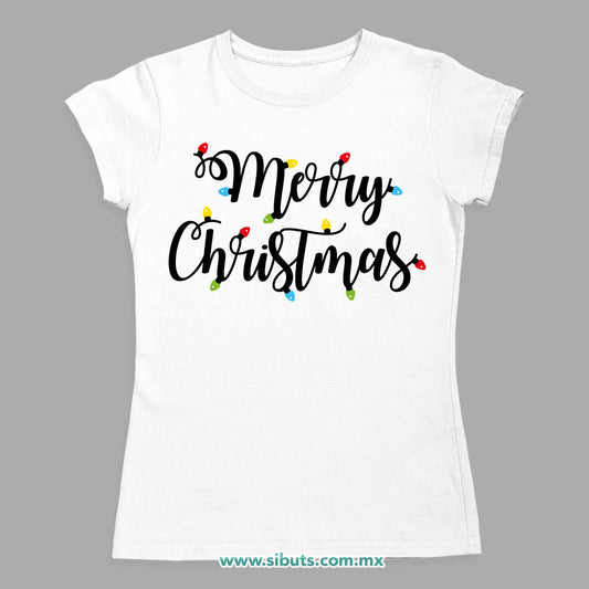 Playera Mujer Merry Chrismas Focos