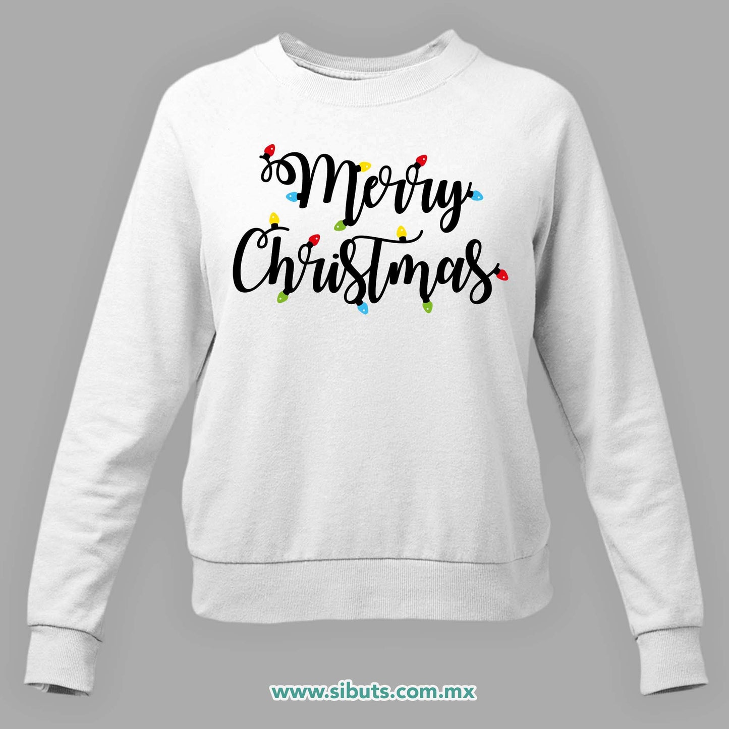 Sudadera Mujer Cuello Redondo Merry Chrismas Focos