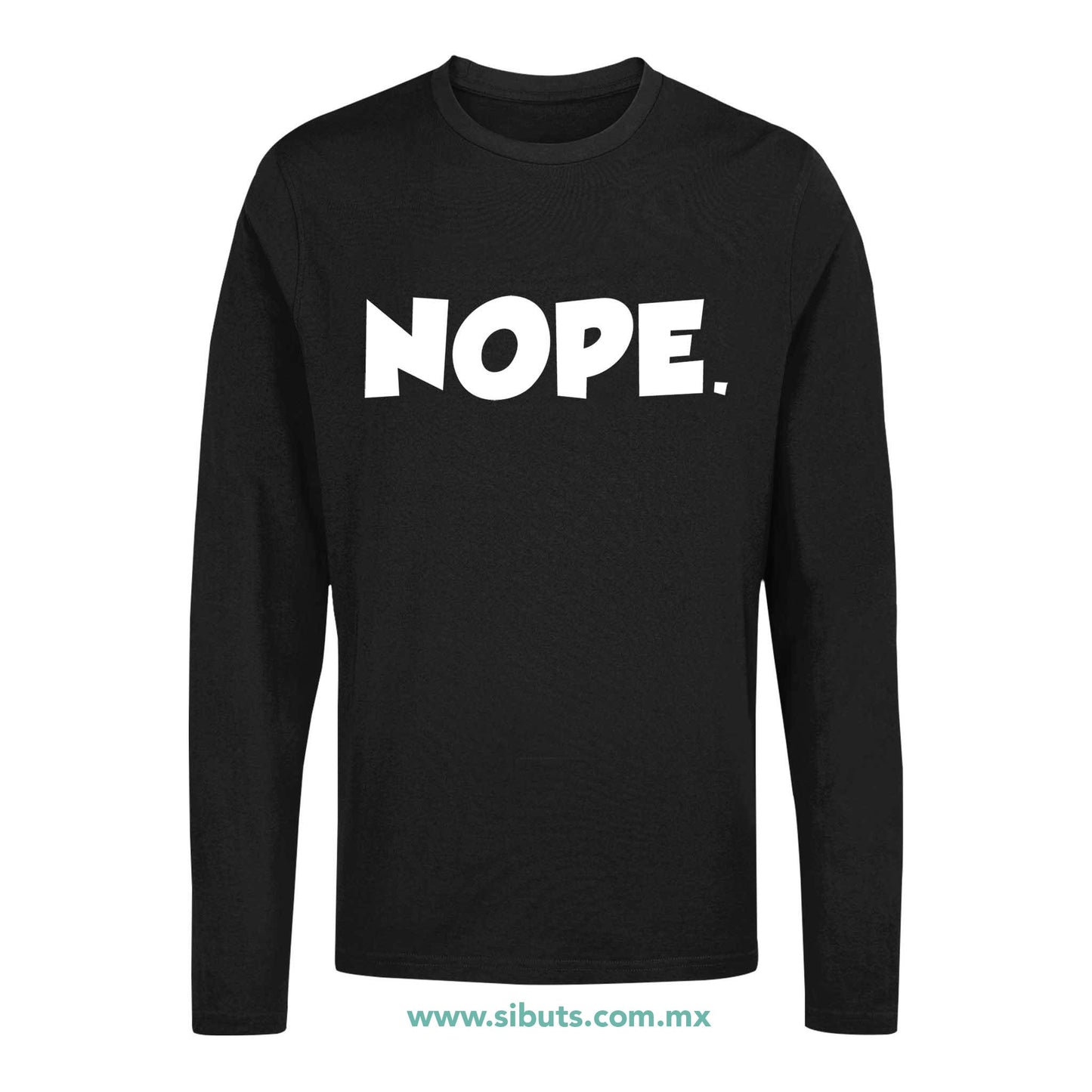 Playera Hombre Manga Larga Frase Nope