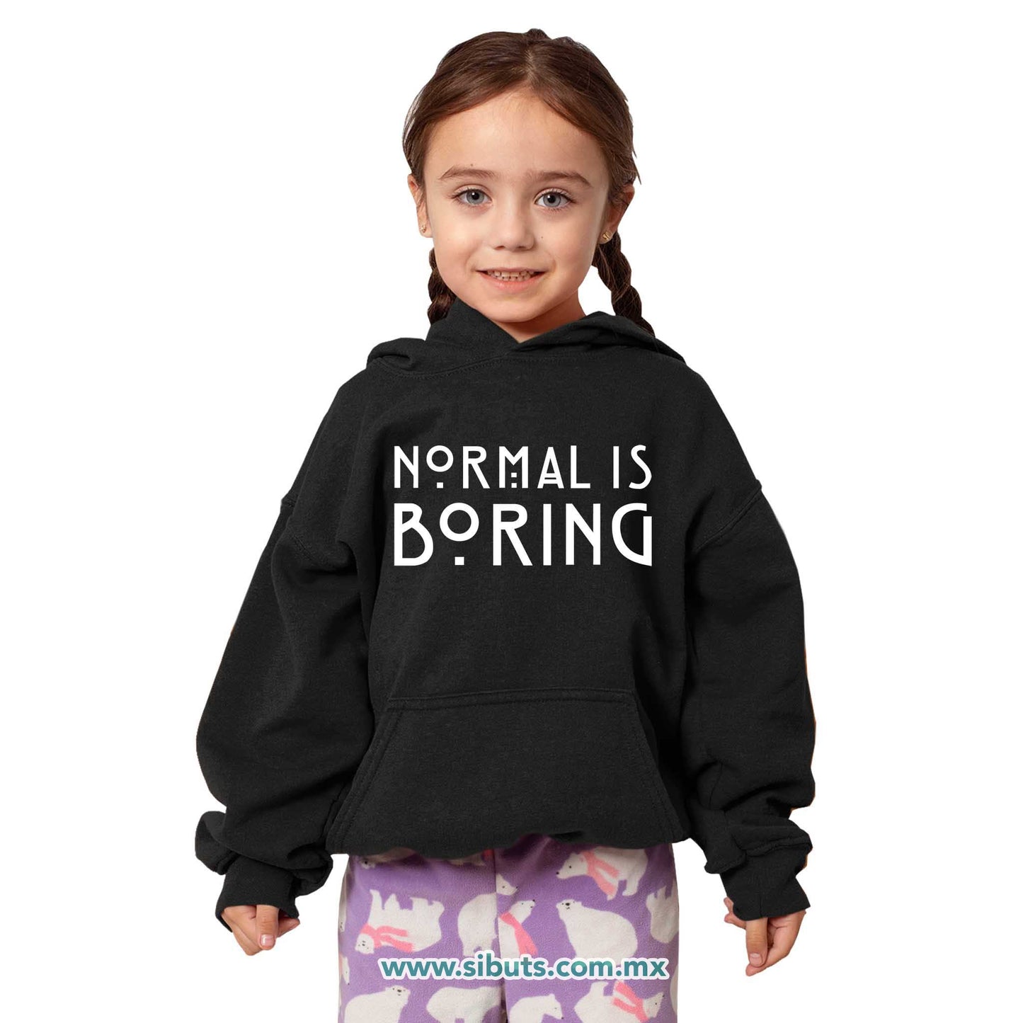 Sudadera Niño Gorro Frase Normal Is Boring