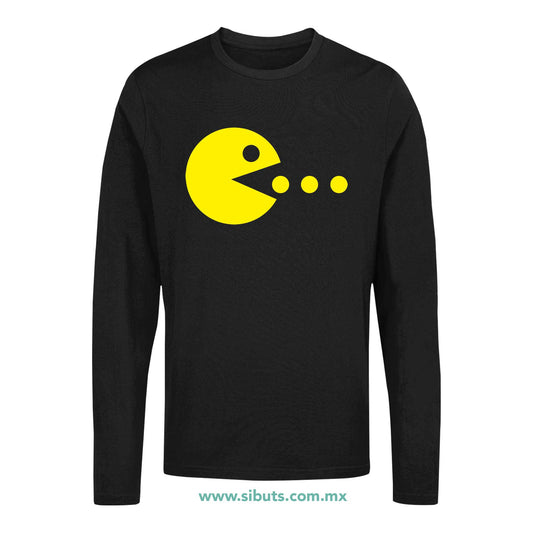 Playera Hombre Manga Larga Pacman Gamer