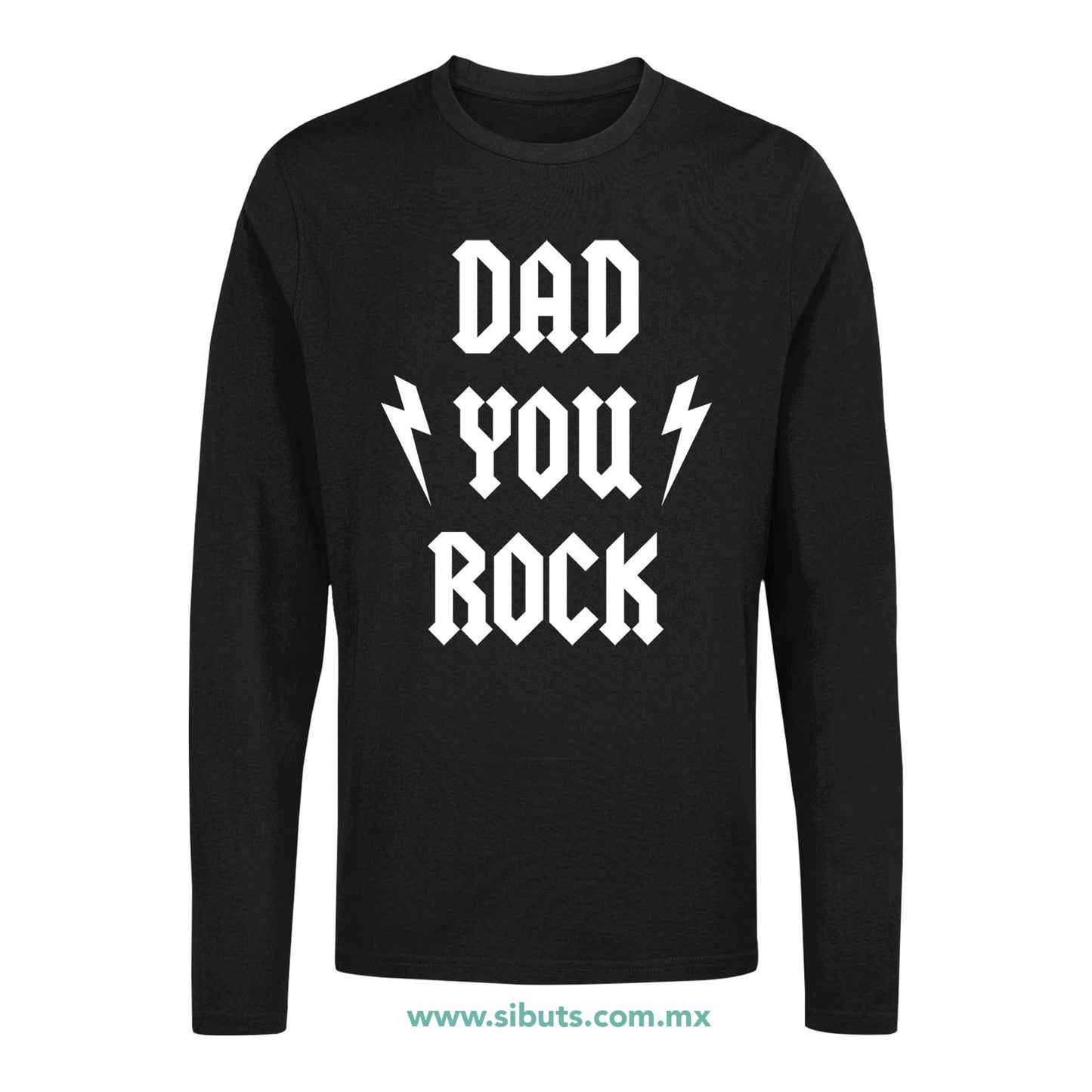 Playera Hombre Manga Larga Papá Rockero Dad You Rock