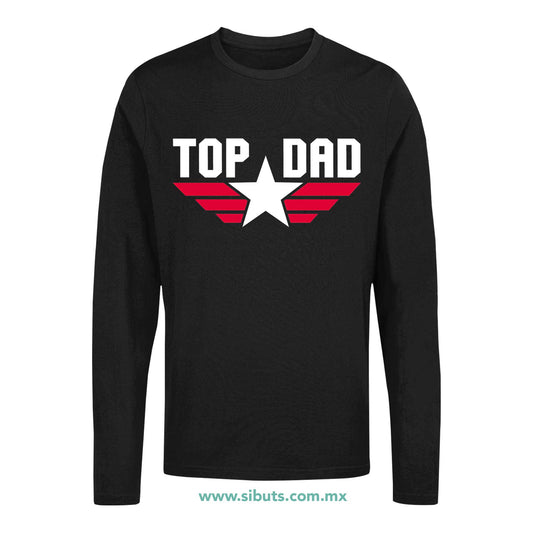 Playera Hombre Manga Larga Papá Top Dad Top Gun