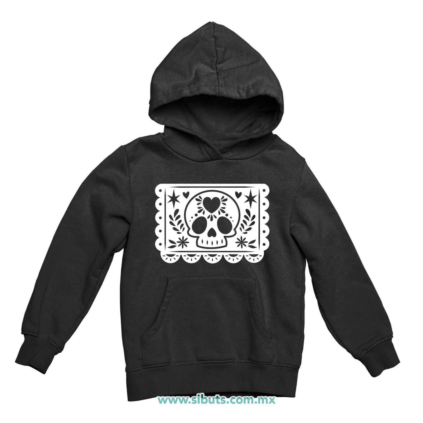 Sudadera Niña Gorro Papel Picado Calavera Día de Muertos
