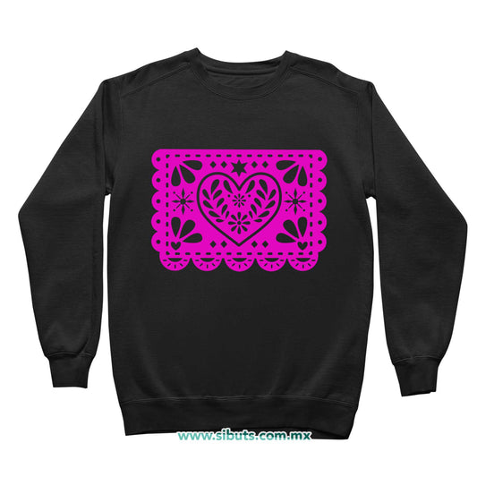 Sudadera Niña Cuello Redondo Papel Picado Corazón Día de Muertos