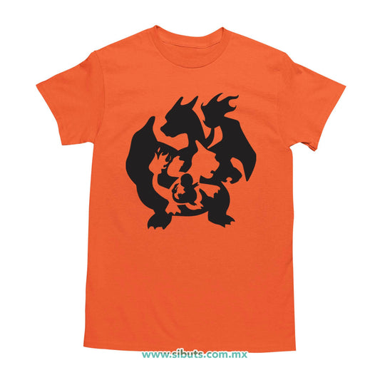Playera Hombre Pokemon Charmander Evolutions