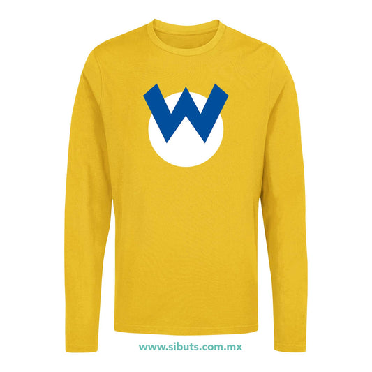 Playera Hombre Manga Larga Mario Bros Wario
