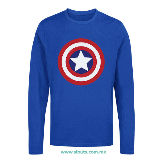 Playera Hombre Manga Larga Capitan America