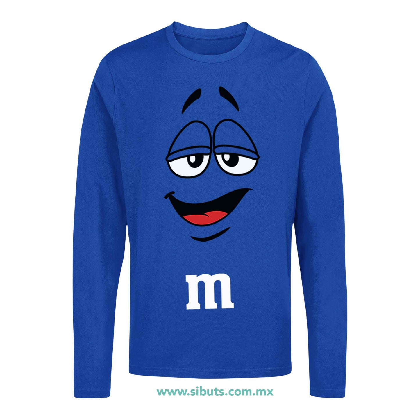 Playera Hombre Manga Larga Chocolate M&M Azul