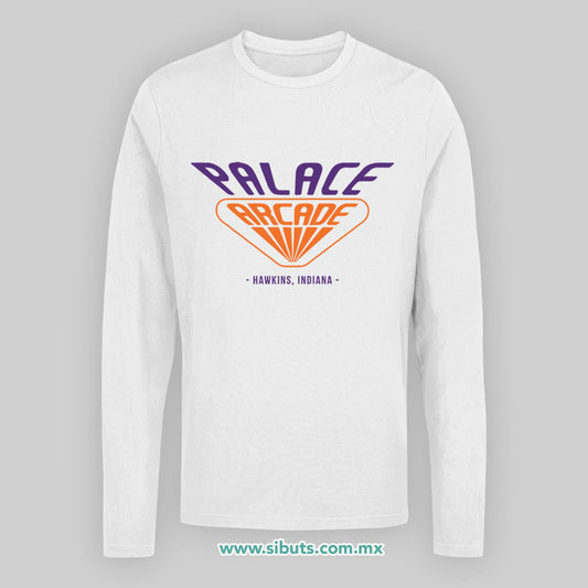 Playera Hombre Manga Larga Stranger Things Palace Arcade