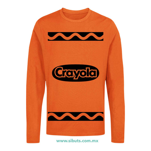 Playera Hombre Manga Larga Crayola Naranja