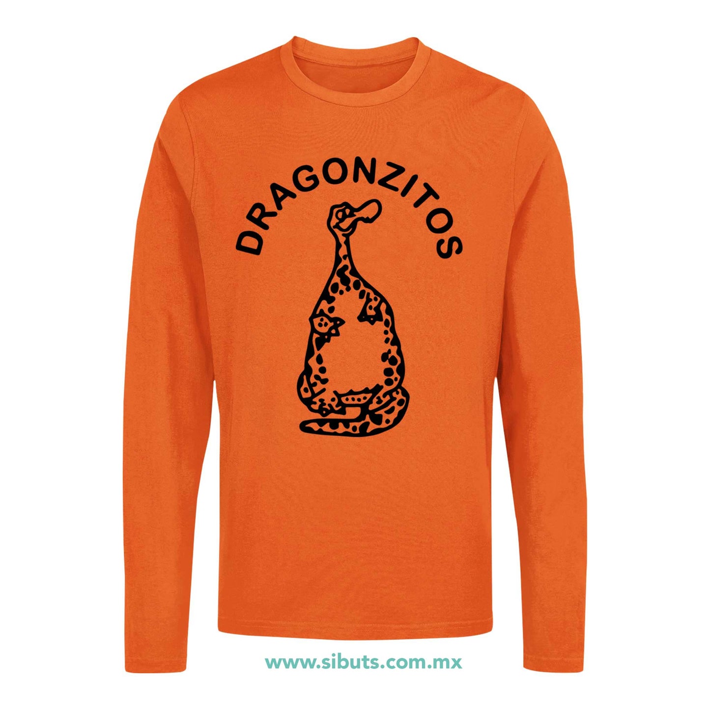 Playera Hombre Manga Larga Dulces Dragonzito Naranja