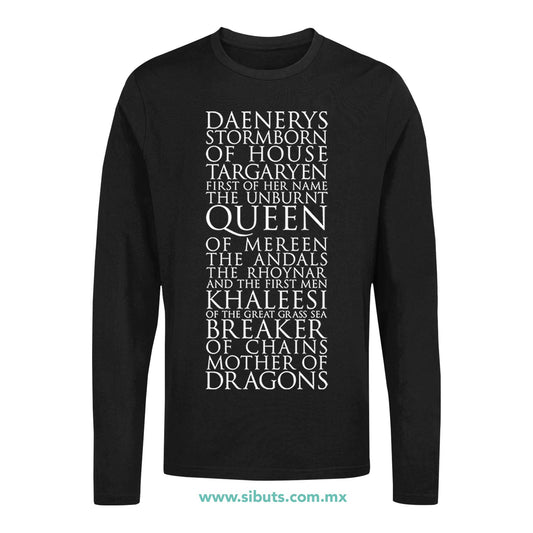 Playera Hombre Manga Larga Game Of Thrones Daenerys