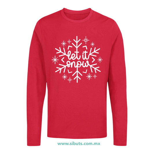 Playera Hombre Manga Larga Copo De Nieve Let It Snow
