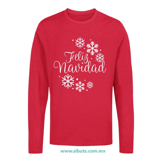 Playera Hombre Manga Larga Feliz Navidad