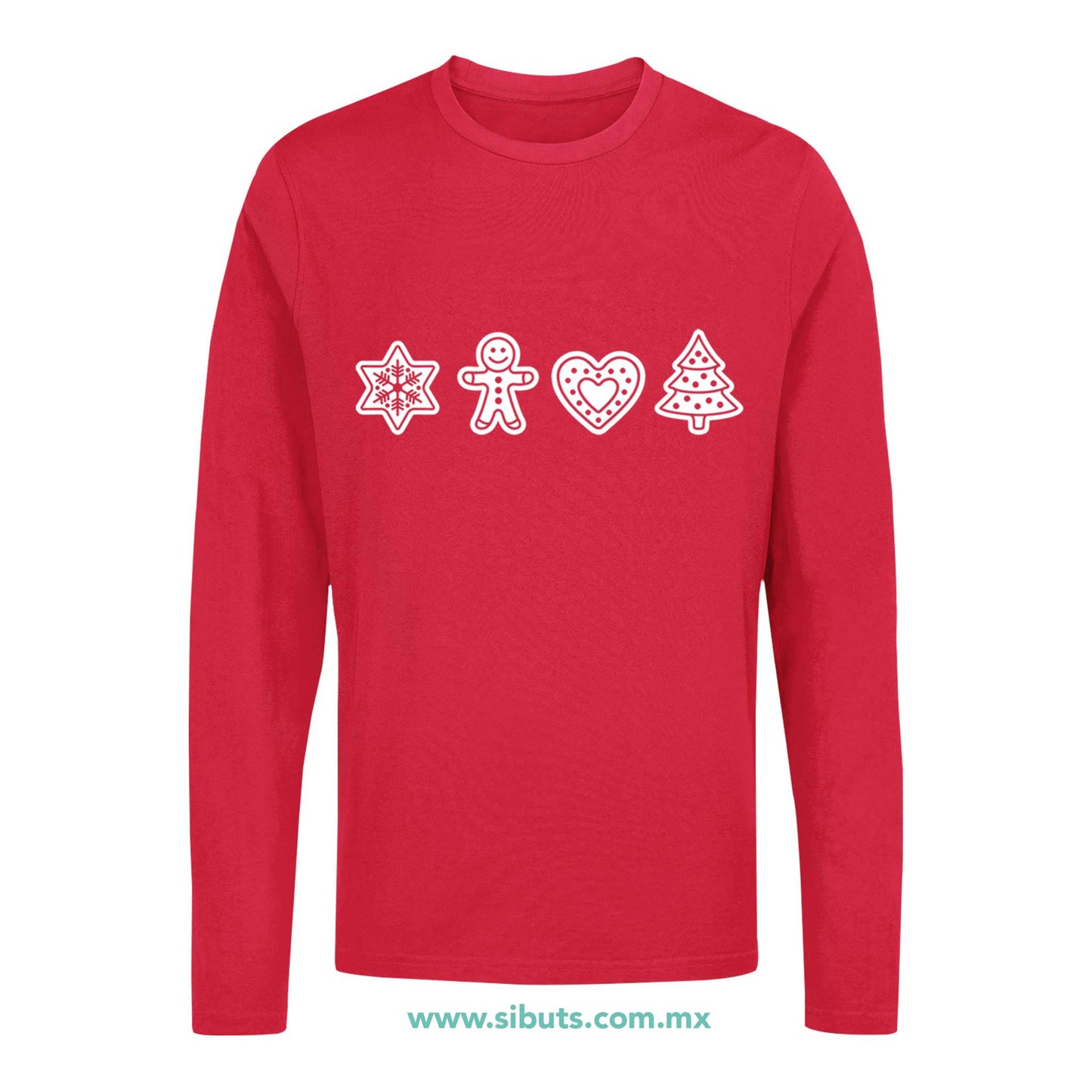 Playera Hombre Manga Larga Galletas De Jengibre Navidad