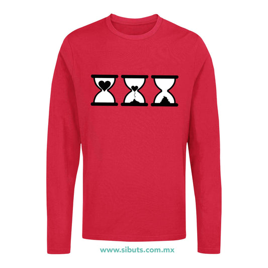 Playera Hombre Manga Larga San Valentin Reloj De Arena Desamor