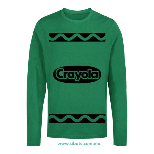 Playera Hombre Manga Larga Crayola Verde